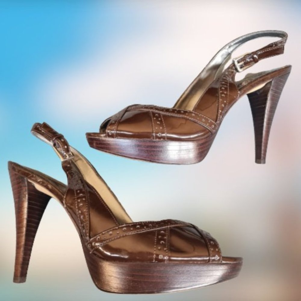 MARC FISHER  Brown 7.5 platform slingback shoes